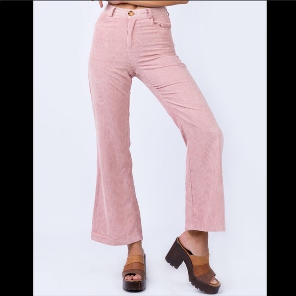 Princess Polly Pants - Princess Polly Duras pink corduroy flare pants 2